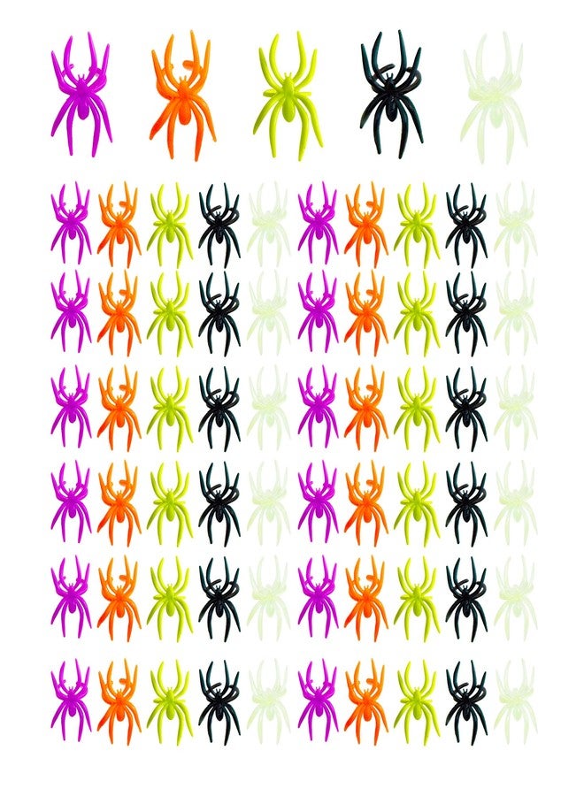 Yoblink Spider Rings,5 Colors 100Pcs Plastic Halloween Spider Rings - Image 1